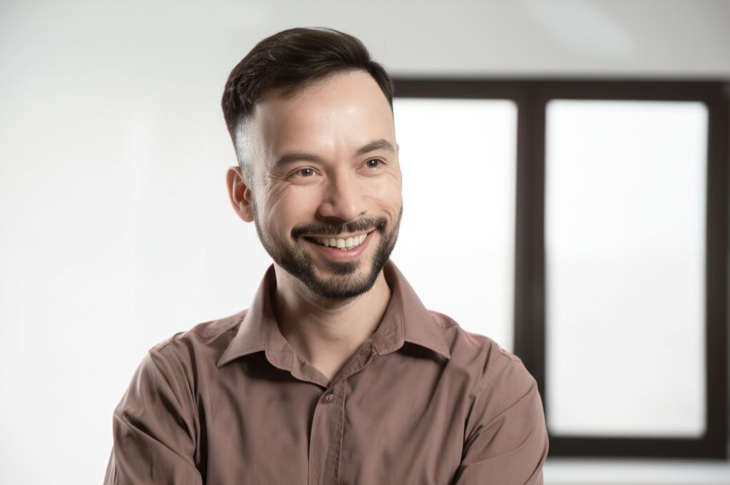 A man smiling confidently and looking relaxed, suggesting improved self-esteem and success after overcoming a challenge.