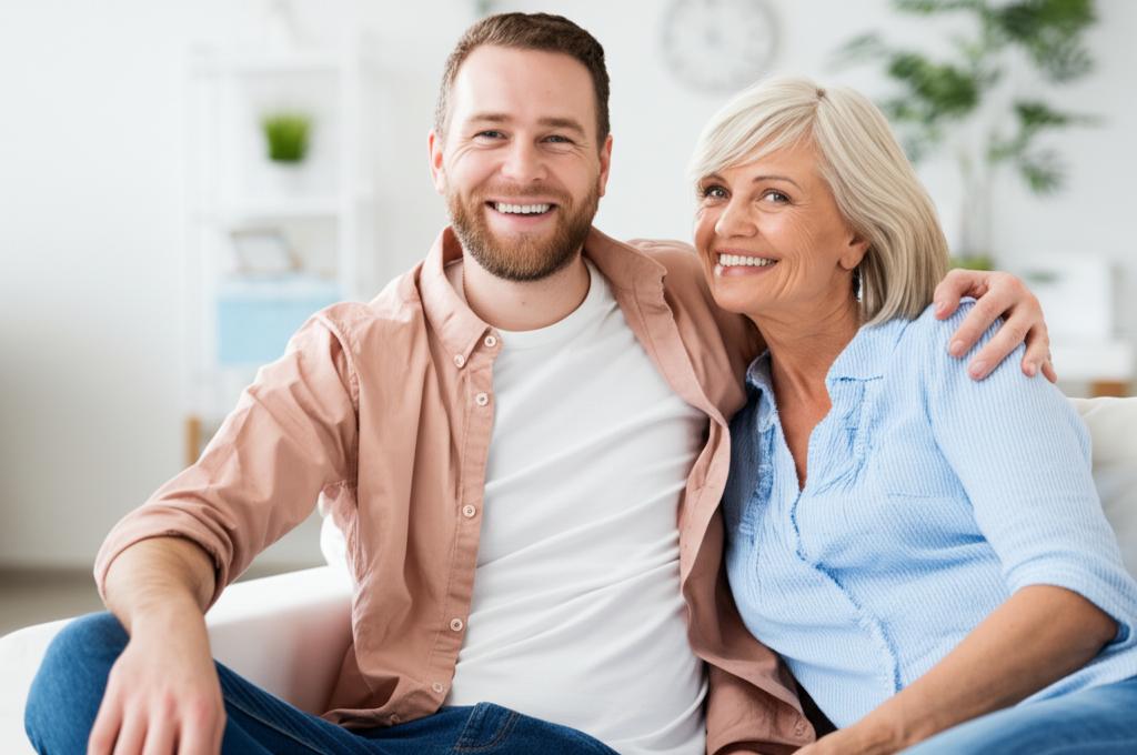 Couple smiling and connecting happily after improvement