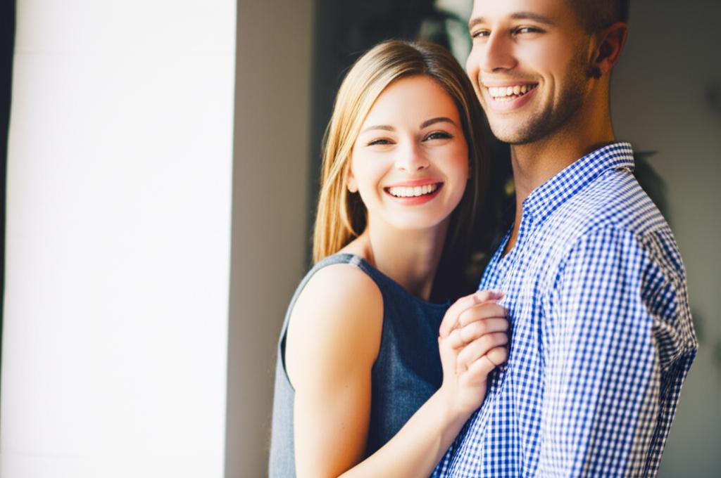 ai prompt: A happy couple smiling and holding hands, looking relaxed and connected, suggesting renewed intimacy and relationship health.